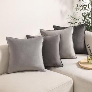 WEMEON Throw Pillow Covers 20x20 Set of 4, Solid Color Pillows Soft Decorative Square Couch Pillow Covers, Mix and Match Home Decor for Sofa Bedroom Car Couch (Grey)