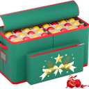 MODFUNS Christmas Ornament Storage Box 128 Ornaments Green Christmas Ornament Storage Containers with Adjustable Dividers 600D Oxford Fabric Xmas Storage Box with Zippers and Outter Pocket