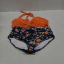 Tempt Me Women Two Piece Vintage Swimsuit Retro Halter Ruched High Waist Bikini with Bottom, XL