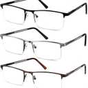 JJWELL 3 Pack Reading Glasses for Men Blue Light Blocking Anti Eyestrain UV, +1.25