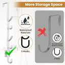 Over The Door Hooks, Metal Door Hooks for Hanging, Over The Door Purse Organizer for Coat Hanger, Back of Shower Door for Hanging Towel Rack Clothes, Hat, Bathroom, Closet (White-4Packs)