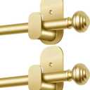 KAMANINA 2 Pack Curtain Rods No Drilling for Windows 16 to 30 Inches, 5/8 Inch Diameter Adjustable Single Curtain Poles with Adhesive Brackets, Gold