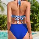 TASHEHE Women's Bikini Set High Waisted Twist Swimsuit Colorblock Halter Two Piece Bathing Suit (L)