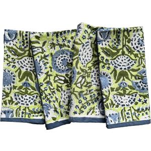ATOSII Amara 100% Cotton Summer Dinner Napkins, Block Print, Durable Linen for Everyday Use, Weddings, Parties, Outdoors I 20 X 20 Inches, Set of 4 I Farmhouse Grandmillennial Coastal Table Decor