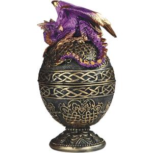 ICE Armor 6.5" H Purple Dragon Ornate Egg Trinket Box Statue Sculpture Ornament Decoration Home/Room Decor Ideas for Housewarming, Holidays and Birthdays Great Collectible Addition