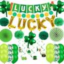 36 Pcs St. Patrick's Day Decorations Kit Green Banner Green Shamrock Garland Lucky Clover Balloon Hanging Swirls for Saint Pattys Day Decor Irish Themed Party Favor