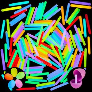 JOYIN 100 Mini Glow Sticks(1.7"), 8 Colors, Glow in The Dark for Easter Eggs Party Favors,Easter Basket Stuffer Party Pack, Weddings Classroom Decorations Prizes