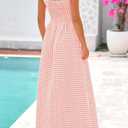 PRETTYGARDEN Women's 2026 Summer Spaghetti Strap Maxi Dresses Plaid Square Neck A Line Casual Beach Vacation Long Sundress (Pink, S)