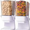 Cereal Dispenser Countertop 2Pc, Cereal Containers Storage, 5L Organization and Storage Containers for Kitchen, Dry Food Dispenser for Rice, Grains, Nuts, Snack,Oatmeal, Pet food, White