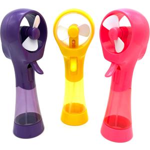 Handheld Misting Fan with Spray Function - Portable Battery Operated Personal Cooling Fans for Travel, Beach, Camping (Yellow+Purple+Pink)