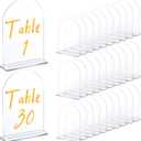 Juexica 30 Packs 5x7 Inch Clear Acrylic Arch Sign - Blank DIY Table Numbers with Stand for Weddings, Office Parties & Menus