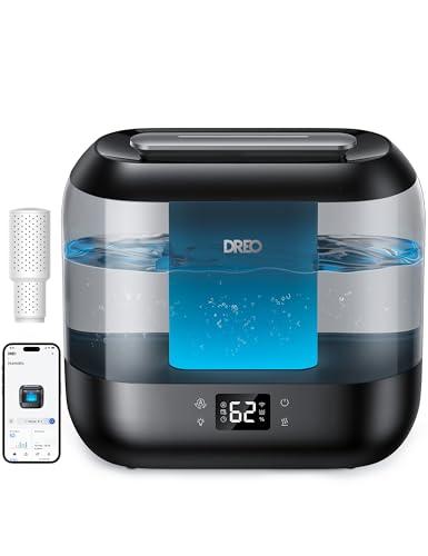 Dreo Smart Humidifiers for Bedroom-Filter Included, Top Fill 4L Humidifier Large Room with 28 dB, 36H Runtime, Touch/APP/Voice Control, Nightlight, Cool Mist Humidifiers for Baby, Plants, Ebony