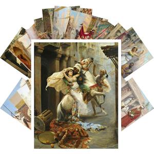 PIXILUV Vintage PostCards 24 pcs ORIENTAL ANTIQUE LIFE SCENES Antique Museum Painting Art Fabio Odalisque Retro Poster REPRINT