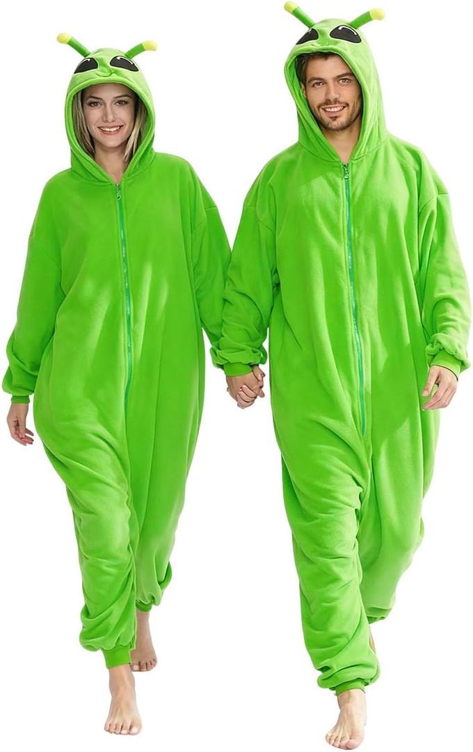 vavalad Adult Onesie Costume Halloween Christmas Cosplay Costume Women Men (Medium, Alien)