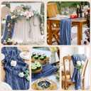 Table Runner Cheesecloth 10FT Blue Boho Gauze Cheese Cloth Rustic Sheer Table Runners for Wedding Birthday Bridal Baby Shower Party Decoration