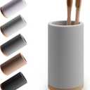 Matani Bamboo Toothbrush Holder Diatomite Tooth Brush Organizer - Storage Stand for Small Bathroom & Counter - Removable Base & Drain Holes, Water-Absorbent & Quick-Drying (Light Grey)