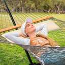 SUNCREAT Rope Hammock with Stand Included, Portable Double Hammock with Soft Pillow, Gray