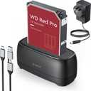 ORICO Hard Drive Docking Station for USB C 2.5/3.5 SSD HDD SATA I II III External Hard Drive Dock 22TB 2 in-1 Type C to USB A Cable (DD18C3)