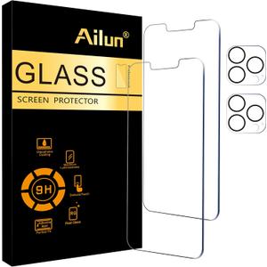 Ailun 2Pack Screen Protector for iPhone 13 Pro [6.1 inch] Display 2021 + 2 Pack Camera Lens Protector, Tempered Glass Film,[9H Hardness] - HD [Not for iPhone 13 Pro Max]