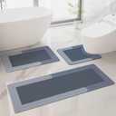 3 PCS Bath Mat, Diatom Mud Mat, Non Slip Mat, Thin Bathroom Rugs Fit Under Door, Quick Dry Bathroom Floor Mats, Shower Rug for in Front of Bathtub and Toilet, Shower Room, Sink (Blue)
