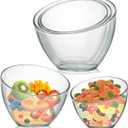 3 Pack Acrylic Salad Serving Bowls Angled Plastic Clear Bowl Thick Acrylic Candy Bowls for Party and Wedding, Clear Snack Bowl for Salad Chips Fruit Candy (3 Assorted Sizes)