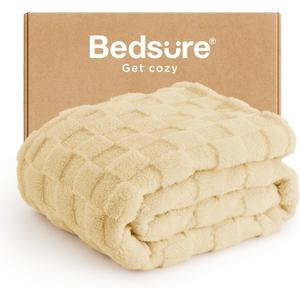 Bedsure GentleSoft Yellow Throw Blanket for Couch - Checkered Fleece Blankets Gifts for Women Men Girls, Cute Soft Cozy Throw for Bedroom Home Decor Gifts, 50x60 Inches