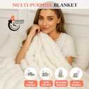 Electric Heated Blanket Throw 50"x60" White Ultra Soft Luxury Fluffy Faux Rabbit Fur Machine Washable 6 Heat Settings 4 Hours Auto Off Overheat Protection for Home Office Use