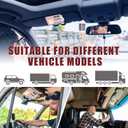 4 x Visor Organizer, Pink Sunglass Holder For Car, Sunvisor Organizers with Multiple Pockets and Picture Frame, Essential Car Interior Accessories for Women and Men