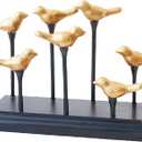 Wooden Base Golden Birds on Branch Vertical Decorative Napkin Holder