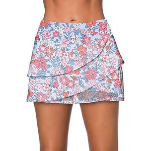Aleumdr Women's Waistband Layered Swimdress Ruffle Swim Skirt Swimsuit Bottom(Available in Plus) (Large,)