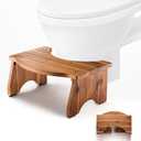 HOLANA Foldable Toilet Stool for Bathroom Adults - 7.2" Acacia Wood Poop Stool for Kids - Pooping Stool Squat with Anti Slip Layer - Bathroom Stools for Sitting/Travel (Acacia Wood 7.2" Height)