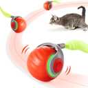 Potaroma Moving Ball Cat Toys with Feather Tail, Rechargeable 2025 New Interactive Toy for Indoor Cats Exercise, Smart Interactive Kitten Rolling Ball, Orange