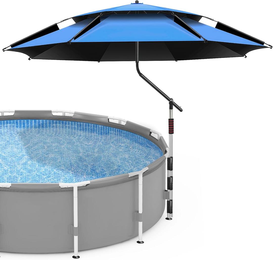 Above Ground Pool Umbrella, 6 ft Adjustable Poolside Umbrella & Pool Sun Shade, Pool Shade for Above Ground Pools
