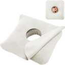 Ear Piercing Pillow for Side Sleepers with Ear Inflammation & Pressure, Soft Velvet Adjustable Ear Guard Pillow with Removable & Washable Cover (Ivory, Pillow & Cover)