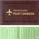 Gilprop 1 Pack Professional Pilot Logbook 128 Sheets Flight Logbook Brown Leather Hardcover Large Aircraft Record Book Aviation Gifts and Gear for Students Pilot