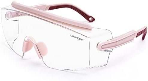 UKNOW Safety Goggles Over Glasses, Anti Fog Safety Glasses with Clear Wraparound Lens, ANSI Z87.1 Protective Eyewear