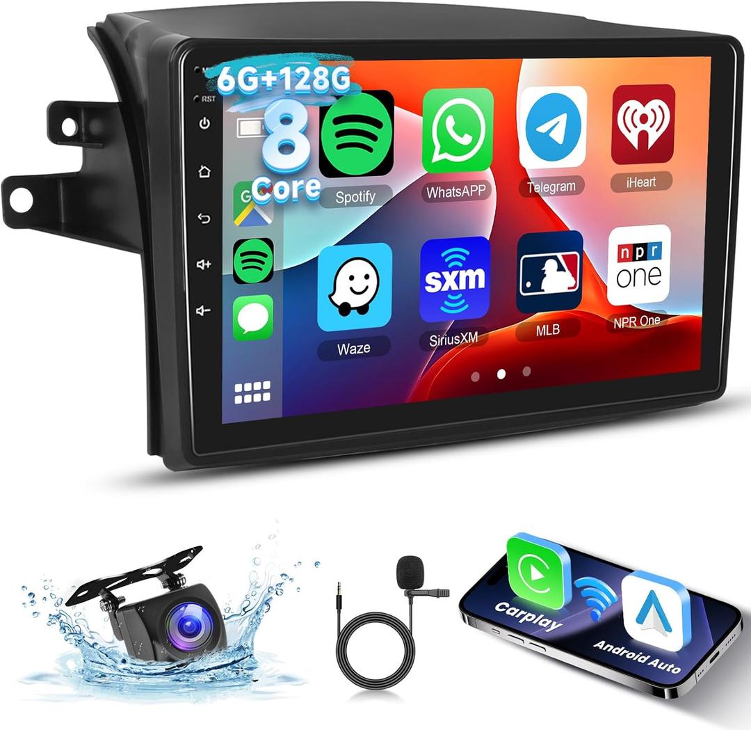 [6G+128G] 8-Core Car Radio for Toyota Sienna 2004-2010 Android Car Stereo with Bluetooth GPS,Hodozzy 9 Inch Touch Screen with Wireless Carplay Android Auto,WiFi USB,DSP,FM RDS