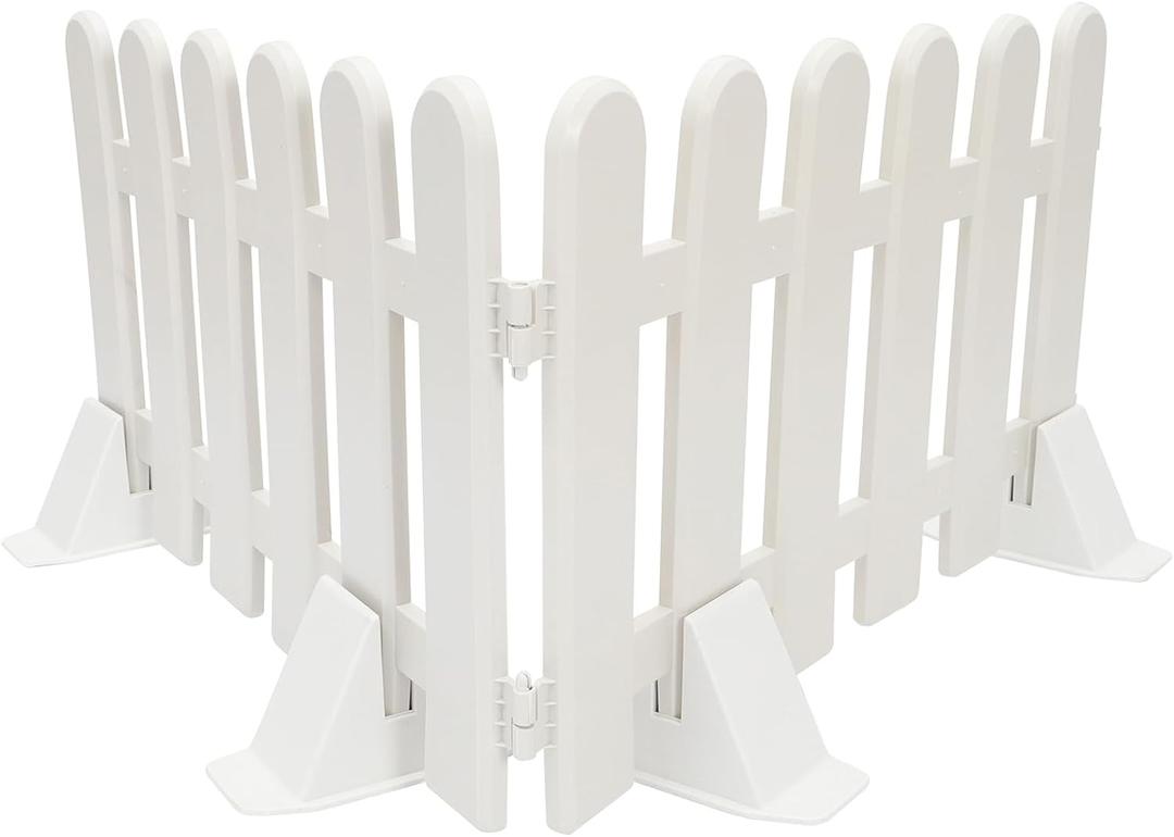 5PCS White Plastic Fence Picket Fence for Christmas Xmas Tree Wedding Party Decoration Decor White Picket Garden Border Edging for Grass Lawn Landscape Pathways (50 X 30CM)