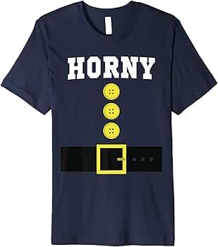 Funny HORNY Dwarf Halloween Costume Original Design Gift Premium T-Shirt, Large, Blue