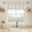 2 x OVZME Natural Valance for Windows, Light Filtering Faux Linen Textured Small Short Valance Kitchen Curtain, Dual Rod Pocket Top Short Window Curtain for Bathroom Basement Farmhouse, 1 Piece, 52Wx14L