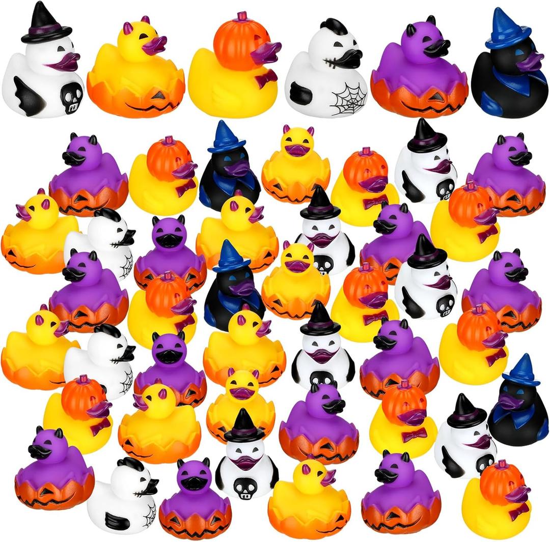 Honoson 36 Pcs Halloween Mini Rubber Ducks Bulk Rubber Duck Bath Toy for Birthday Gifts Shower Party Favors Activity Birthday Decoration Rewards