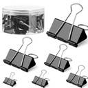 150 PCS Binder Clips Assorted Sizes, Extra Large Medium Small Mini and Micro, Metal Paper Binder Clip Black,Paper Clamps, 6 Sizes for Office, School and Home