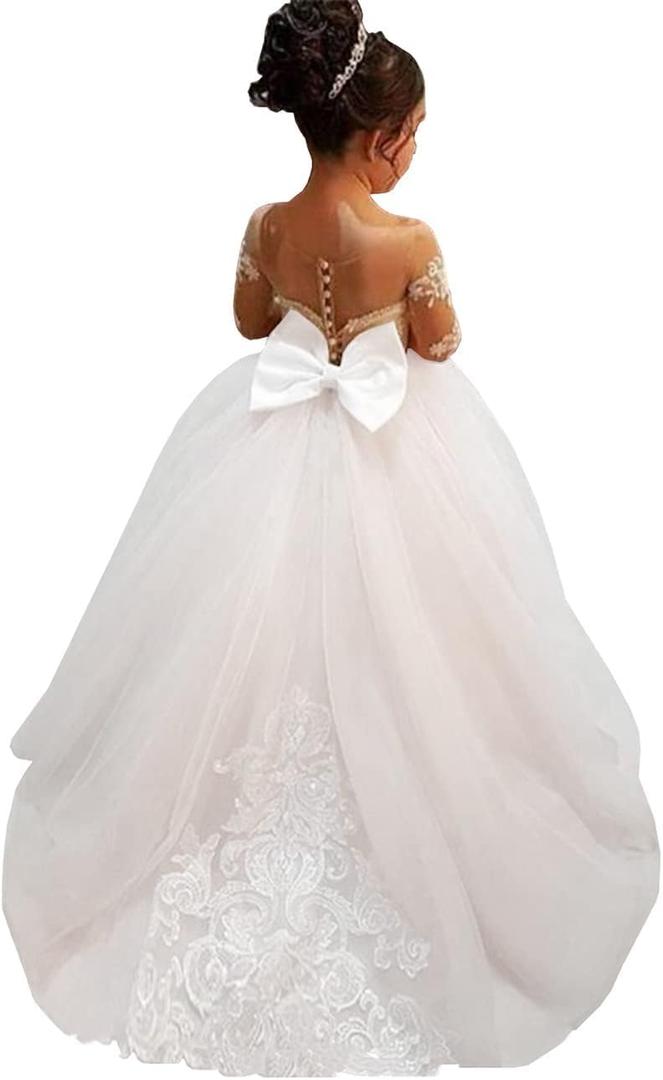 MuchXi Lovely Lace Flower Girls Dresses Kids First Communion Dress Princess Wedding Pageant Ball Gown (2)