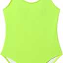 SERENYOU Girl's Swimsuit One Piece Swimwear Quick Dry Bathing Suit with Adjustable Shoulder Straps Yellow 9-10 Years