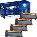 TN660 Toner Cartridge Replacement Compatible for Brother TN 660 TN-660 TN630 High Yield to use with HL-L2380DW HL-L2320D HL-L2340DW DCP-L2540DW MFC-L2700DW MFC-L2720DW Printer (Black, 4 Pack)