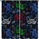 Neon Gamepad Game Window Curtains Teen Boys Modern Gaming Video Game Room Bedroom Living Room Decorations Home Window Treatments Drapes 2 Panel W42xL45in Decor