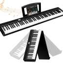 TERENCE V30 Digital Piano 88 Key Weighted Keyboard, Full Size Piano Keyboard with 2X5W Speakers, Music Stand and Sustain Pedal, Portable Folding Piano Gift Teaching for Beginners