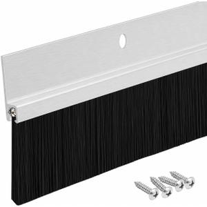 Aluminum Brush Door Sweep for Bottom of Door Exterior, 48 Inch, Metal Door Sweep for Interior & Exterior Doors, Storm Doors, & Screen Doors, Seals Gaps up to 1-1/2", Made in USA