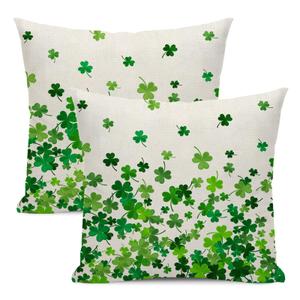 OFIRD Spring Pillow Covers 18x18 Pack of St.Patrick's Day Lucky Clover Leaves Throw Pillow Covers Outdoor Decoration Green Pillowcase Farmhouse Decorative Linen Cushion Case for Home Sofa Couch