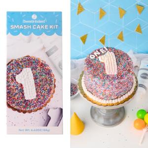 Sweets Indeed Birthday Smash Cake Kit Frosting Sprinkes Cookie Cutter Perfect for baking and cookie decoarting 6.63 ounces Pack of 2, Best By: 25 2026